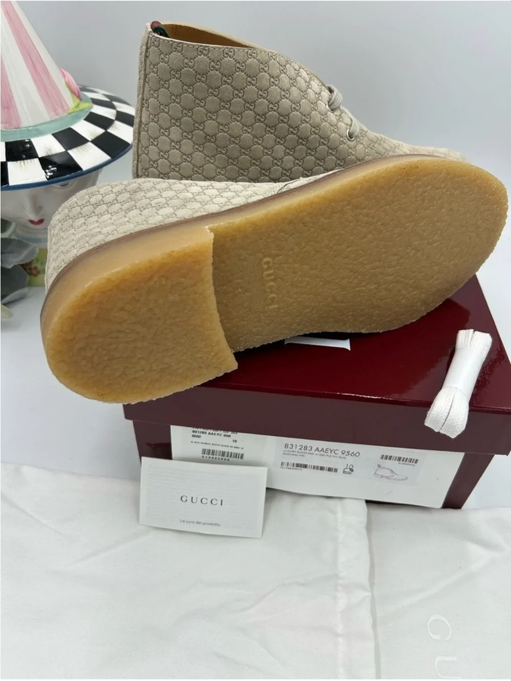 Men’s Gucci GG embossed desert boot size 10 made in Italy